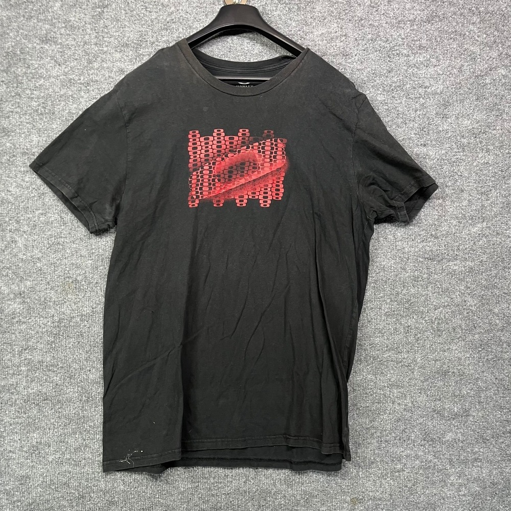 Oakley Regular Fit T-Shirt Men's Black Red Logo Crew Neck Short Sleeve - 2XL
